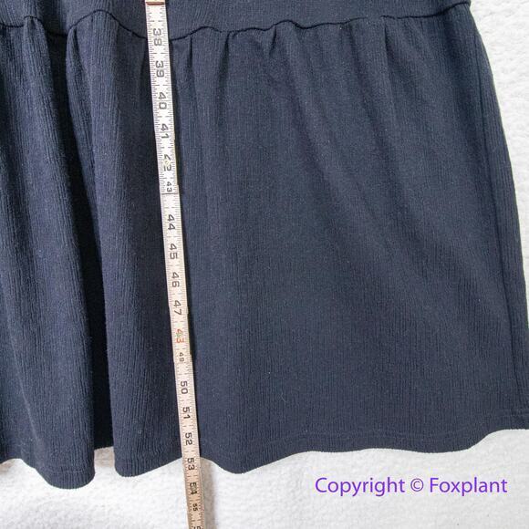 New! Eloquii cotton‎ blend black texture v neck flounce hem dress, 14/16 - Picture 6 of 14